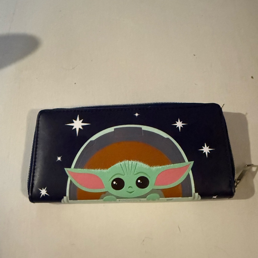 Navy Wallet with Baby Yoda Design
